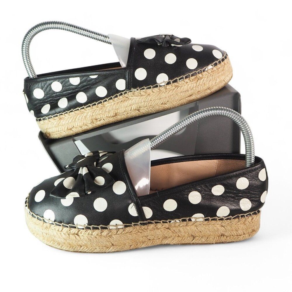 Kate Spade New York Linds Platform Espadrille Black / White Polka Dot Women's 7M
